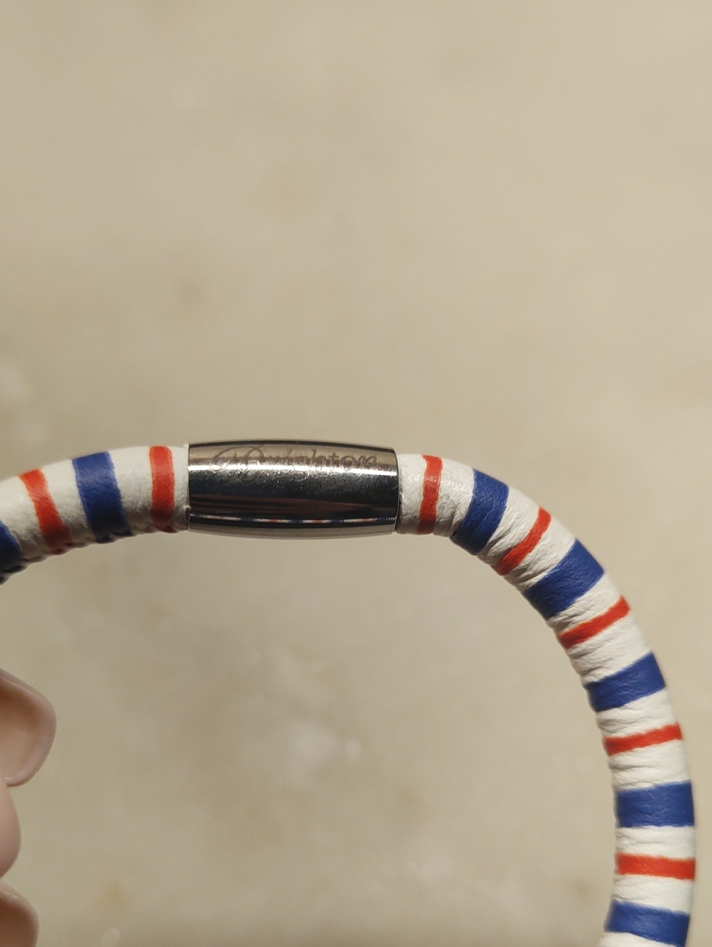 Brighton Woodstock Charm Bracelet White/Blue/Red Stripes Genuine Leather - Picture 3 of 7